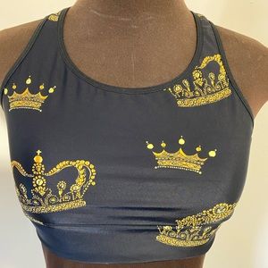 Victoria Sport black XL Sports Bra gold crowns
